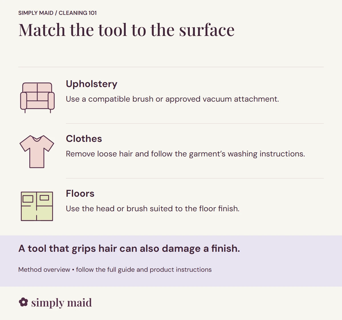 Match the tool to the surface. A tool that grips hair can also damage a finish.